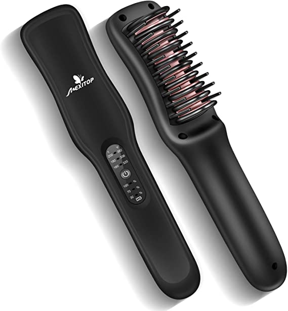 Cordless Mini USB Rechargeable Hair Straightener Brush -Ceramic Heating Small Straightening Iron 5000mAh Rechargeable Battery Operated