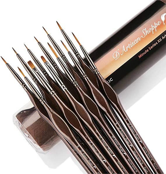 12pc Miniature Paint Brushes Detail Set for Acrylic Oil Watercolor Artists