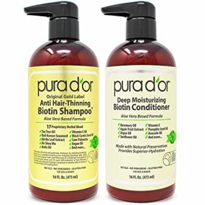 PURA D'OR Biotin Anti-Thinning Shampoo & Conditioner Set (16oz x 2)