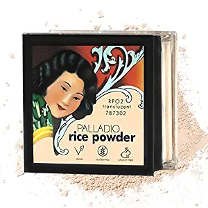 Palladio Rice Powder: Oil-absorbing, natural finish for all skin tones.