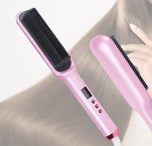 Straighten hair quickly and easily with this brush.