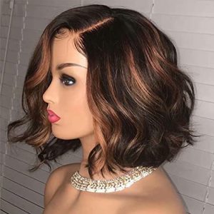 "10" Ombre Short Bob Wavy Lace Front Human Hair Wig