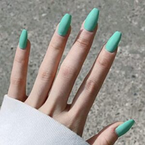 24Pcs Mint Green False Nails for Women and Girls