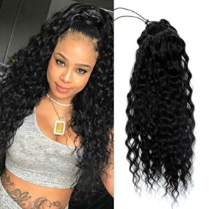 20" 150g Brazilian Curly Human Hair Ponytail Extension for Women