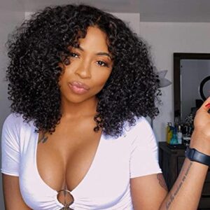 "14" Afro Curly Bob Lace Front Human Hair Wig"