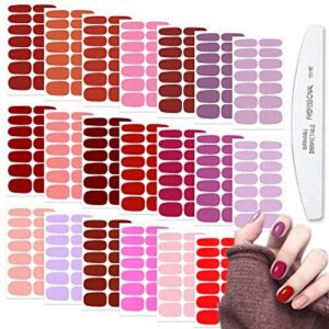"20 Red Nail Wraps with File & Stickers for Women"