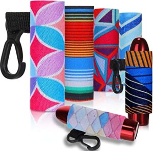 6-Pack Clip-On Chapstick Holder Keychain in 6 Colors, Neoprene Sleeve