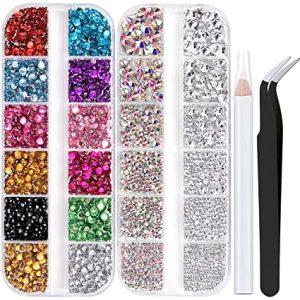 Colorful Nail Art Rhinestones with Picker Pencil and Tweezer