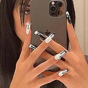 Long Ezpieces Fake Nails with Glue