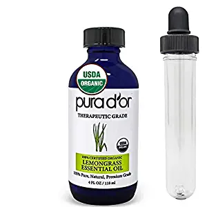 PURA D’OR Lemongrass Essential Oil (4oz) USDA Certified Therapeutic Grade