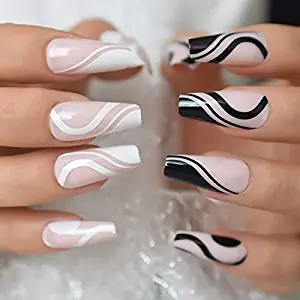 Pink Swirls Abstract Fake Nail Set Kit
