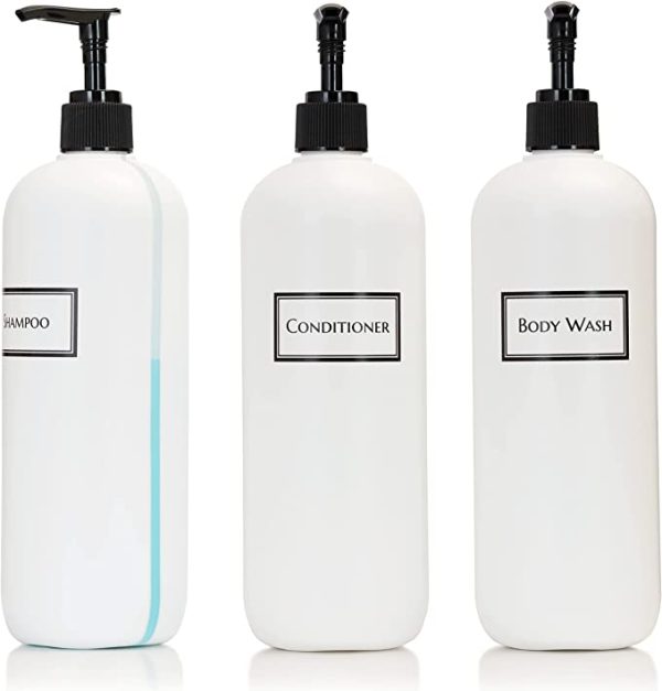 Refillable Pump Dispenser Bottles for Body Wash, Shampoo, Conditioner