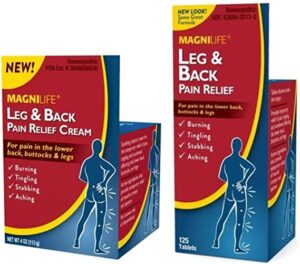 MagniLife Leg & Back Pain Relief 125 Count Tablets and MagniLife Leg & Back Pain Relief Cream 4oz Jar