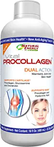 Natural Energy Vital Procollagen – Liquid Hydrolyzed Collagen Protein with Hyaluronic Acid and Glucosamine Chondroitin Sulfate Anti-Aging Factor for Men and Women 16oz |New Snickerdoodle Flavor|