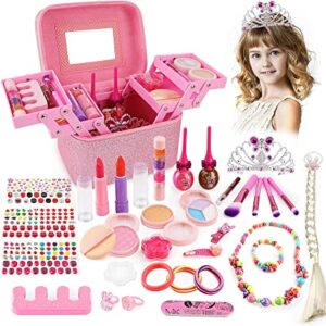 Balnore 34 Pcs Kids Makeup Toy Set with Washable Makeup & Portable Box