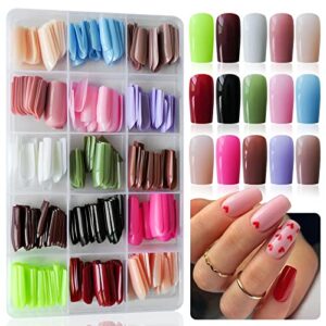 Long Lime Green Glitter Acrylic Nails - Set of 24