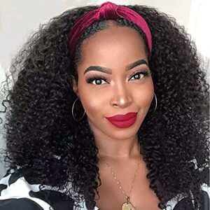 African American Human Hair Headband Wig - Natural Black