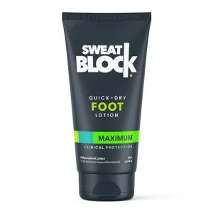 SweatBlock Antiperspirant Foot Lotion for Men & Women ? Quick-Dry Hyperhidrosis Aid to Stop Excessive Sweating ? Reduce Foot Odor ? Non-Irritating ? Dermatologist Tested ? Travel Size 1.69 fl oz
