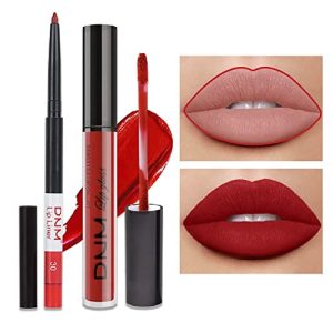 Matte Ruby Red Lip Liner & Lipstick Set, 24H Waterproof