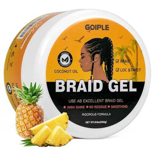 8.8OZ Strong Hold Braid Gel for Frizz-Free Braids, Locs, and Cornrows with High Shine Finish
