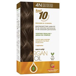 Argan Oil Fast 10 Hair Color Kit 4N Medium Brown, Gray Coverage, 10 Minutes