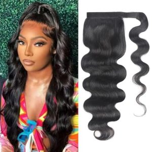 20 Inch Body Wave Human Hair Ponytail Extensions for Women