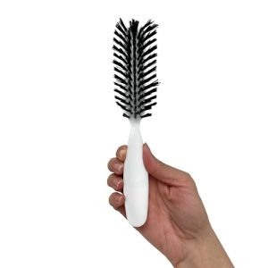 Compact Travel Hair Brush with 7 Rows of Nylon Bristles in White, Lightweight Design