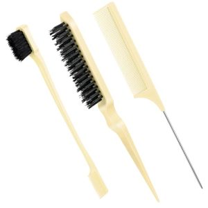 3-Piece Hair Brush Set for Women with Beige Bristles