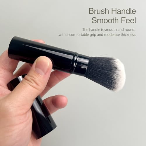 Portable Retractable Kabuki Brush with Angled Blush Application Cover for Easy Makeup Use - Image 5