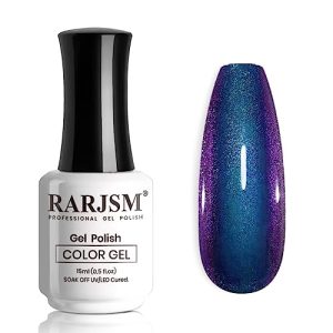 Chameleon Gel Nail Polish Dark Blue to Purple Multichrome Color Changing Holographic Glitter Gel 15ml