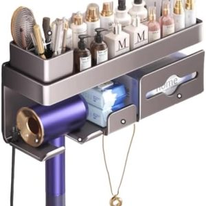 6 in 1 Matte Black Wall Mounted Toilet Paper Holder with Shelf for Bathroom Storage