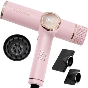 ELLA BELLA® Ionic Hair Dryer with Diffuser for All Hair Types, Lightweight and Travel Size