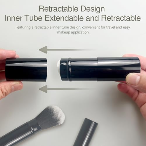 Portable Retractable Kabuki Brush with Angled Blush Application Cover for Easy Makeup Use - Image 3