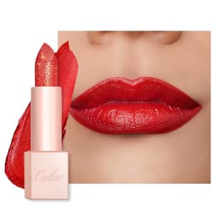 Oulac Coral Red Lipstick - 4.5g Moisturizing Tinted Lip Balm with Damask Rose Oil, Vegan and Gluten Free