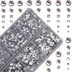 4000pcs Clear Crystal Mixed Size Hot Fix Round Glass Stones Flat Back Rhinestones