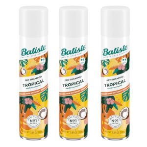 Batiste Tropical Dry Shampoo 3-Pack, 3.81oz Bottles for Quick Refreshing Clean Hair