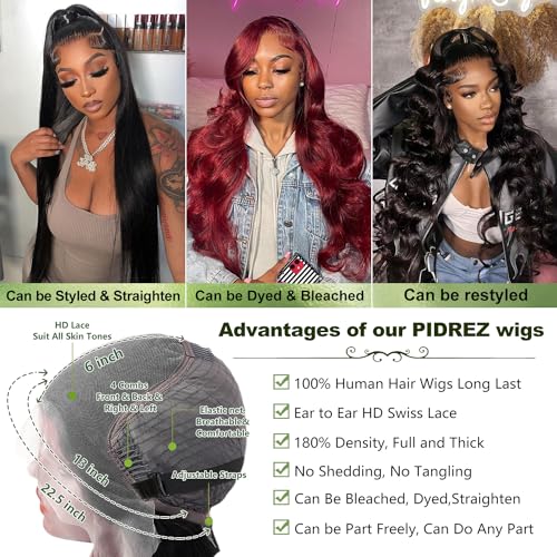 28 Inch Body Wave Lace Front Wig 180 Density HD Human Hair 13x6 Natural Black for Women - Image 6