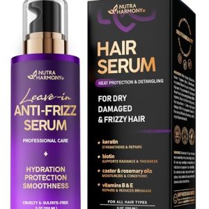 Frizz-Fighting Hair Serum – Smooth & Nourish, Heat Protection, 5 Oz