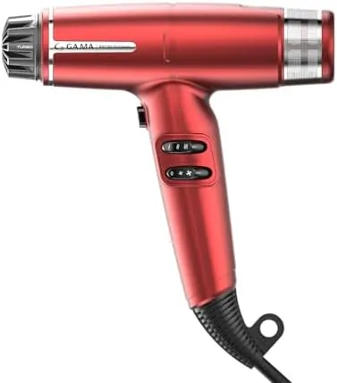 GaMa Italy IQ LITE Hair Dryer, 110K RPM, Lightweight Design, Red Color