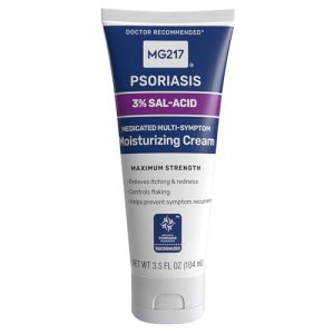 MG217 Psoriasis Cream 3.5 Fl Oz with 3% Salicylic Acid, Fragrance Free Formula