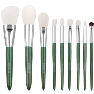 9-Piece Ultra Soft Goat Hair Makeup Brush Set – Green