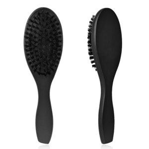 Boar Bristle Hair Brush for All Ages – Soft Natural Bristles, Black