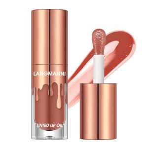 LANGMANNI Cruelty-Free Tinted Lip Oil 0.24 Fl Oz Shade #03 for Soft Lips