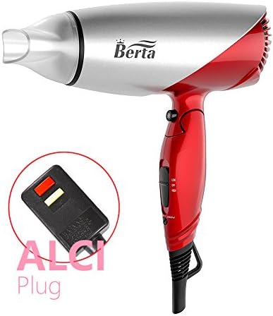 Berta 1875W Compact Folding Travel Hair Dryer with Dual Voltage in Red - Image 6