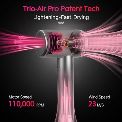 1400W Ionic Hair Dryer with Diffuser and 7.22ft Cord in Dark Grey Color - Image 2