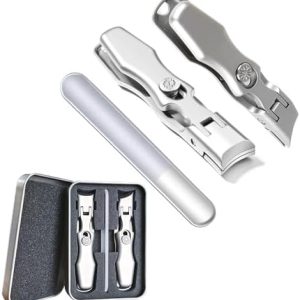Ultra Wide Jaw Telescopic Nail Clippers for Seniors, Silver