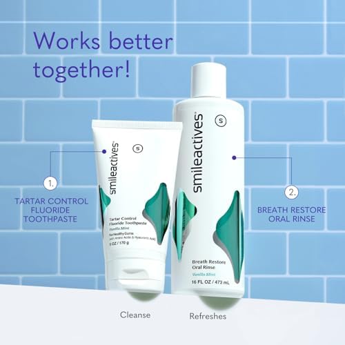 Smileactives Breath Restore Mouthwash, Vanilla Mint Flavor, 16 fl oz Bottle - Image 5