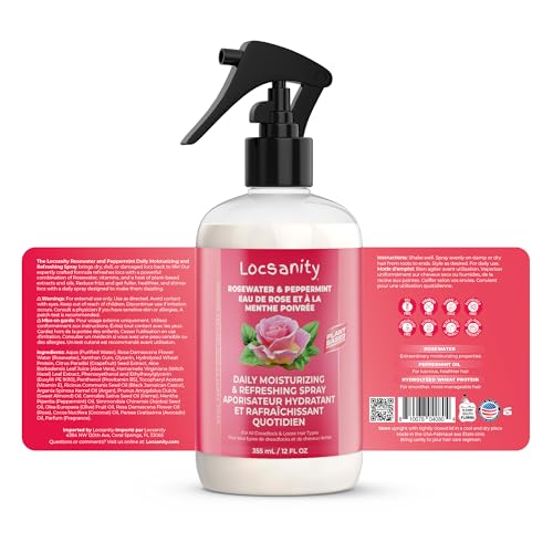Locsanity 12oz Rose Water Peppermint Spray for Locs - Refreshing Hair Mist - Image 2