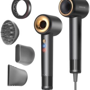 SuperFlow1 Lightweight Fast Drying Hair Dryer with Diffuser, Compact Size, Black