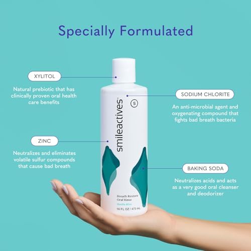 Smileactives Breath Restore Mouthwash, Vanilla Mint Flavor, 16 fl oz Bottle - Image 3
